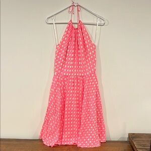 Vineyard Vines Dress Pink Coral Sand Caning Print Halter Dress